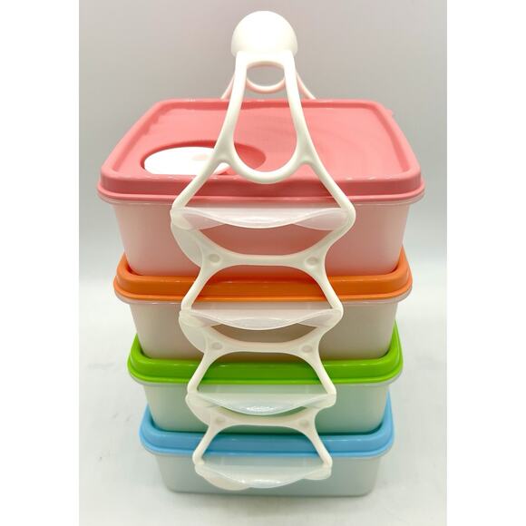 Tupperware CrystalWave Goody Box Set Vented W/ Handle Set Of 4 Never Used - Picture 13 of 14